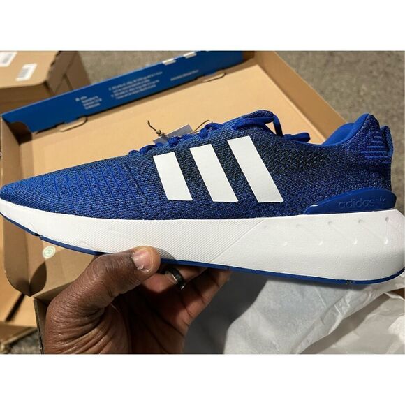 ADIDAS SWIFT RUN 22 LO SLIP-ON SNEAKER TRAINER MEN SHOES BLUE/WHITE SIZE 12 NEW - Picture 1 of 6
